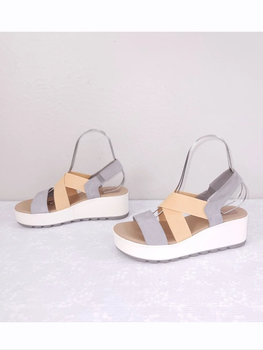 SOREL Cameron Flatform Slingback Platform Sandals US 10 Chrome Grey Chalk - Picture 3 of 11